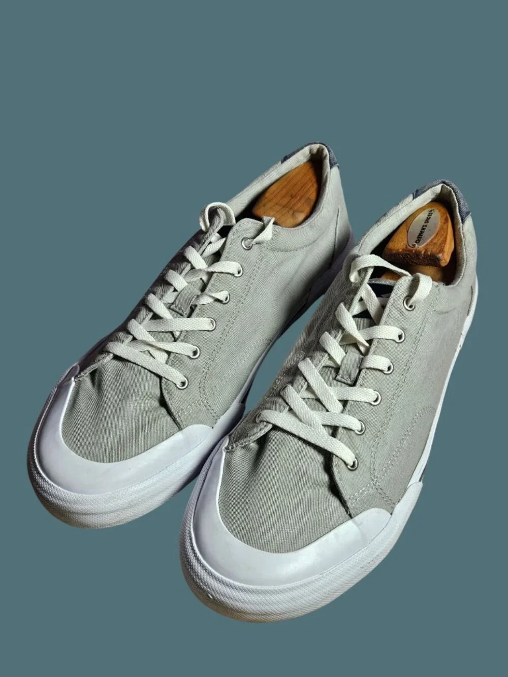 SPERRY Top Sider Striper II Retro CVO Light Gray Canvas Low Top Sneakers Men 13